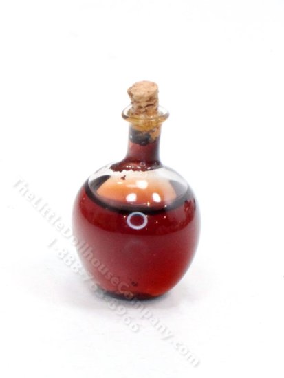 (image for) Miniature Glass Bottle Filled with Wine for Dollhouses