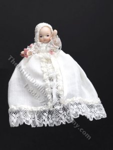(image for) Vintage Miniature Porcelain Baby Doll in Christening Gown