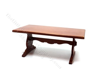 (image for) Miniature Walnut Trestle Table for Dollhouses