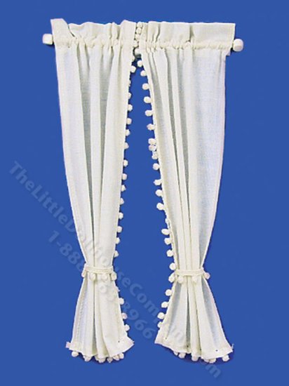 (image for) Miniature Tied-Back Ecru Country Curtains for Dollhouses