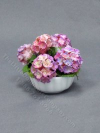 (image for) Miniature Pink Hydrangeas in a White Ceramic Pot