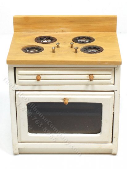 (image for) Miniature AS IS White and Oak Stove for your Dollhouse