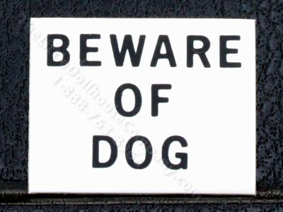 (image for) Miniature "Beware of Dog" Sign for Dollhouses
