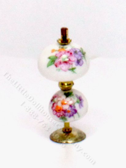 (image for) Miniature Floral Hurricane Lamp for Dollhouses