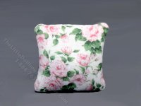 (image for) Miniature White and Pink Floral Pillow for Dollhouses