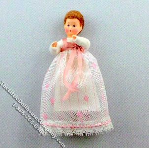 (image for) Baby Flexible Dollhouse Doll in Christening Dress by Erna Meyer