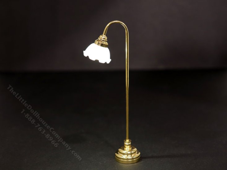 (image for) Miniature Battery Operated Tall Brass Floor Lamp with Wand