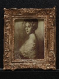 (image for) Miniature Framed Black and White Portrait in Ornate Gold Frame