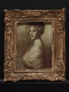 (image for) Miniature Framed Black and White Portrait in Ornate Gold Frame