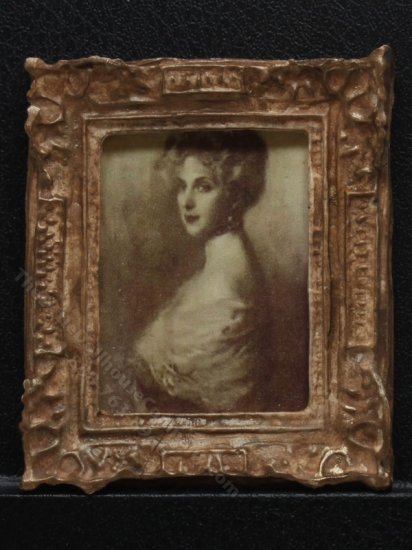 (image for) Miniature Framed Black and White Portrait in Ornate Gold Frame