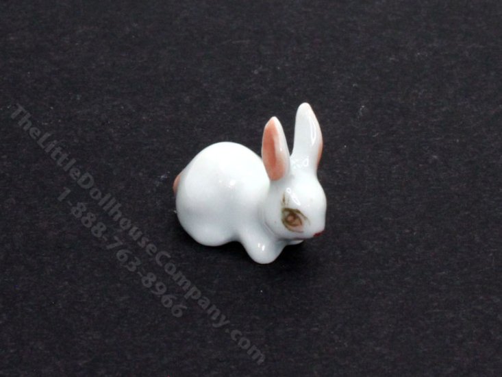 (image for) Miniature White Ceramic Rabbit for Dollhouses