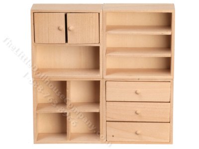 (image for) Miniature Large Cabinet with Drawers for Dollhouses, Unfinished