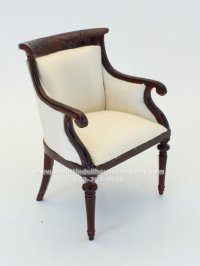 (image for) Miniature Mahogany Empire Chair with Beige Fabric