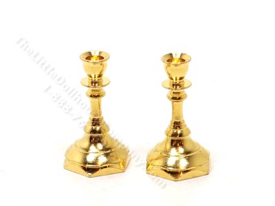 (image for) Miniature Brass Candlesticks with Hexagon Base