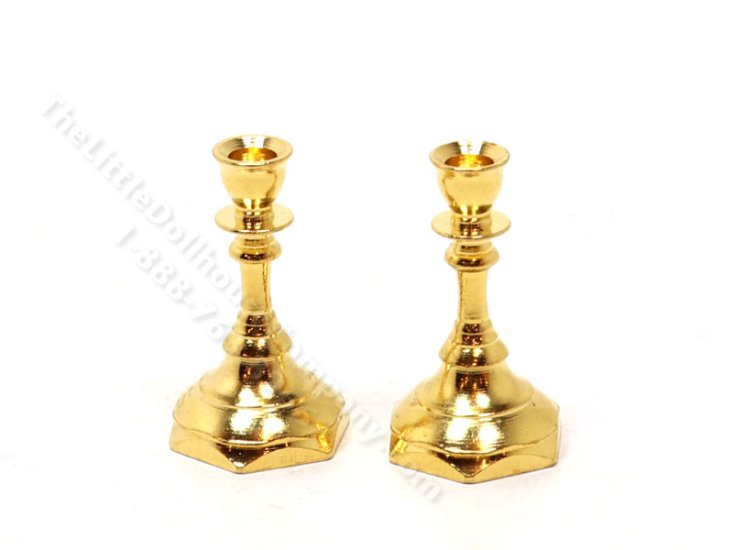 (image for) Miniature Brass Candlesticks with Hexagon Base