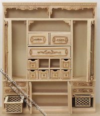 (image for) Miniature Mirrored Unfinished Wall Unit for Dollhouses
