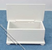 (image for) Miniature White Toy Chest with Blue Padded Seat for Dollhouses