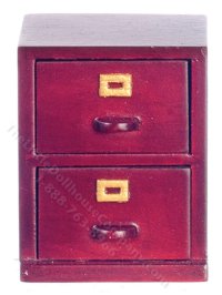 (image for) Miniature 2-Drawer Mahogany Filing Cabinet for Dollhouses