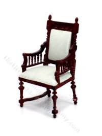 (image for) As Is Miniature Mahogany Finish Throne Armchair for Dollhouses