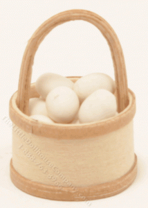(image for) Miniature Round Handled Basket with White Eggs