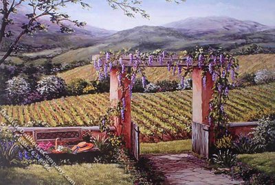(image for) Tuscan Garden Scene Miniature Mural for Dollhouses