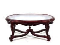 (image for) Miniature Glass Top Mahogany Coffee Table for Dollhouses