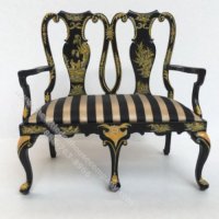 (image for) Miniature Ornate William and Mary Double Chair - Black