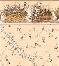 (image for) Spring Baskets Floral Pattern Miniature Wallpaper for Dollhouses