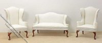 (image for) Miniature White Sofa & Two Wing Chairs Set for Dollhouses