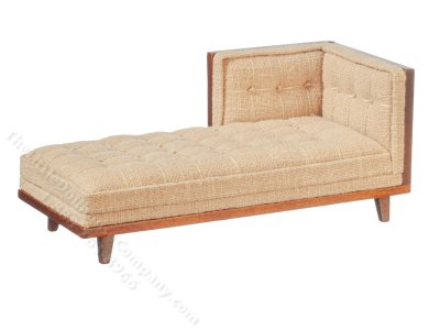 (image for) Miniature Mid Century Grey Linen Chaise for Dollhouses