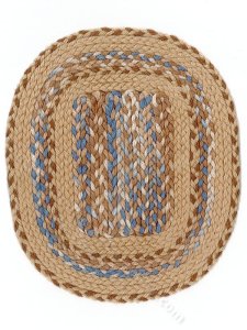 (image for) Miniature Round Tan and Blue Braid Runner Rug for Dollhouses