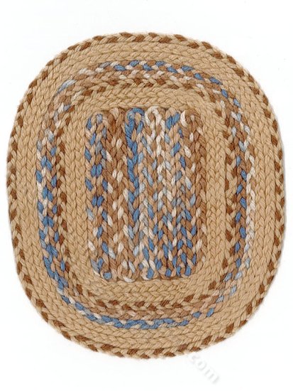 (image for) Miniature Round Tan and Blue Braid Runner Rug for Dollhouses