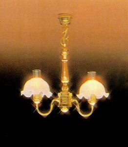 (image for) Dollhouse Scale Model Chandelier, 2-Lights Fluted