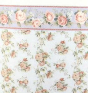 (image for) Dollhouse Scale Model Wallpaper Roses with Border
