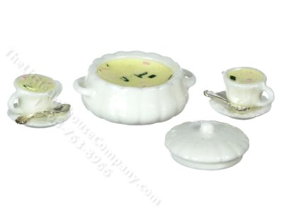 (image for) Miniature Clam Chowder Soup Set for Dollhouses