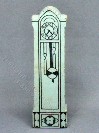 (image for) Vintage Miniature Blue Grandfather Clock for Dollhouses