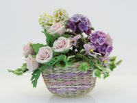 (image for) Miniature Lavender and White Florals in a Basket