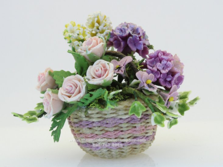 (image for) Miniature Lavender and White Florals in a Basket