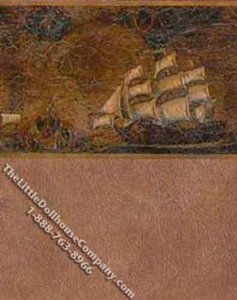 (image for) Miniature 3 pc. Navel Mural Wallpaper with Textured Wainscot Set