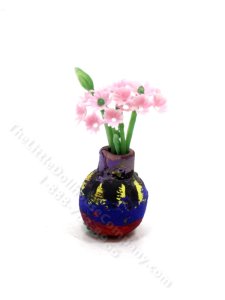 (image for) Miniature Clay Vase of Flowers for Dollhouses