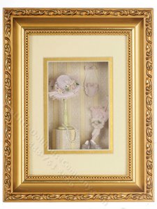 (image for) Miniature Hat, Shoes, and Parasol Framed Shadow Box