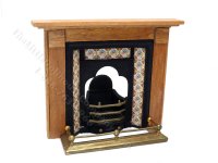 (image for) Miniature Coalbrookdale Tiled Fireplace and Fender Set for Dollhouses - Blue & Orange