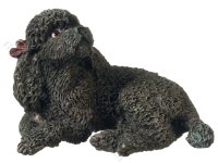 (image for) Dollhouse Scale Miniature Poodle Dog - Black
