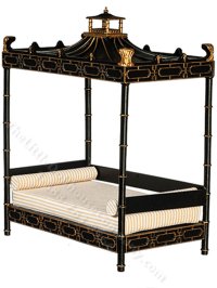 (image for) Miniature Qing Dynasty Style Black Day Bed for Dollhouses