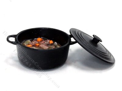 (image for) Miniature Full Black Stew Pot for Dollhouse
