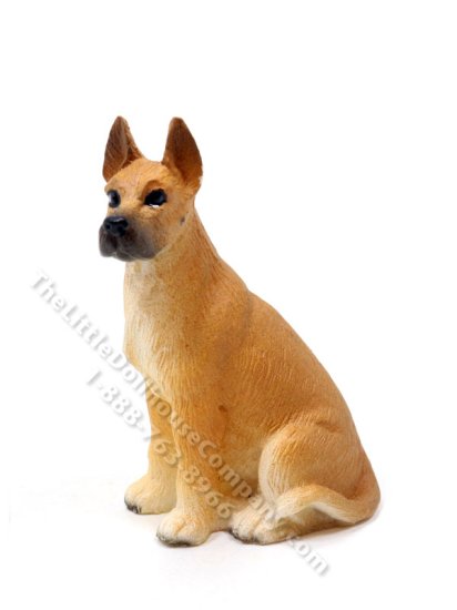 (image for) Miniature Fawn Great Dane w/ Cropped Ears for Dollhouses