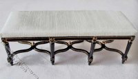 (image for) Miniature Long Padded Bench with Stretchers for Dollhouses