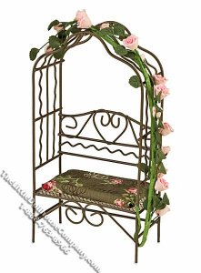 (image for) Miniature Wire Garden Arbour w/Cushion for Dollhouses