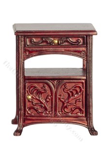 (image for) Miniature Mahogany Art Nouveaux Night Stand For Dollhouses