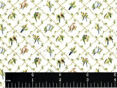 (image for) Yellow Bird Pattern Miniature Wallpaper for Dollhouses